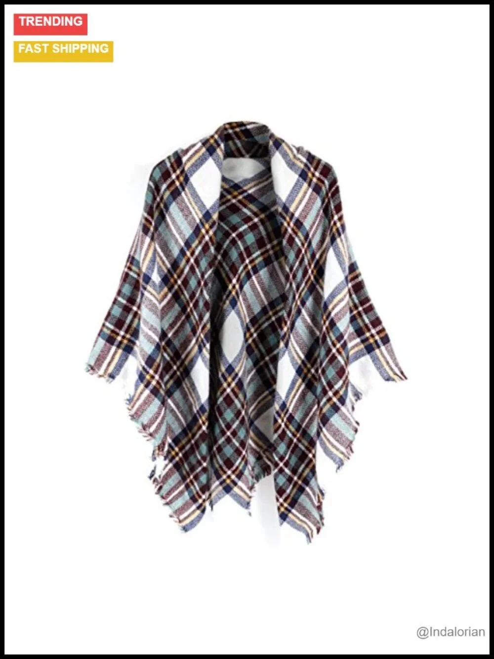 Oversized Plaid Blanket Scarf Shawl Wrap Winter Warm Acrylic